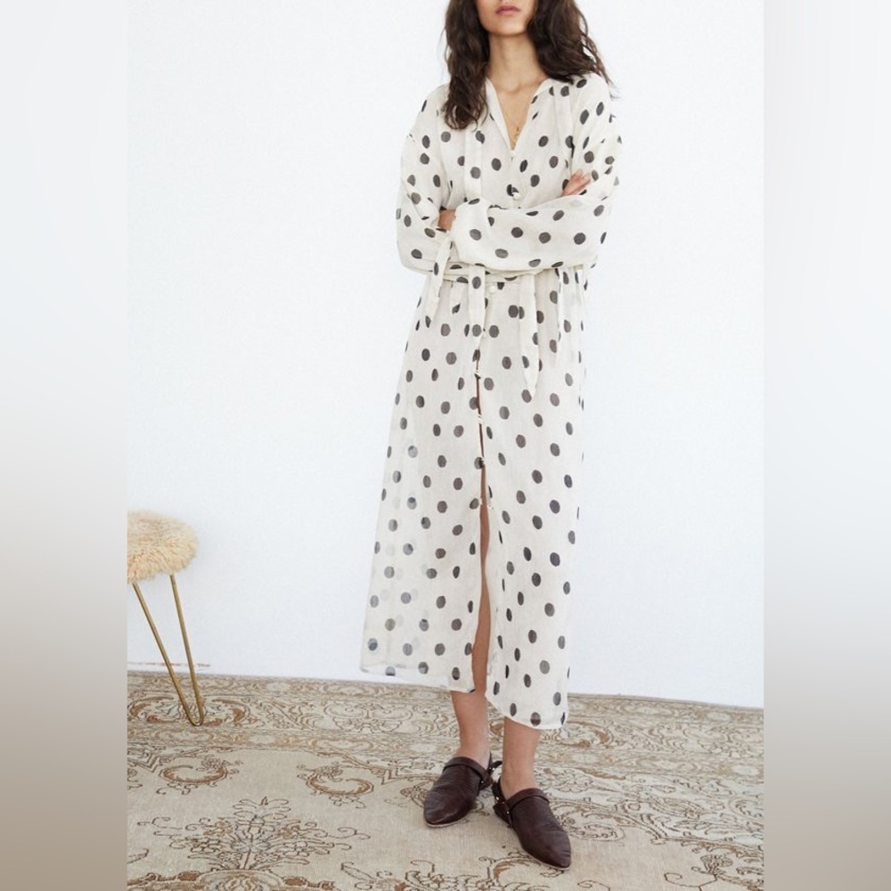 NANUSHKA Zahara Polka Dot Cream Dress